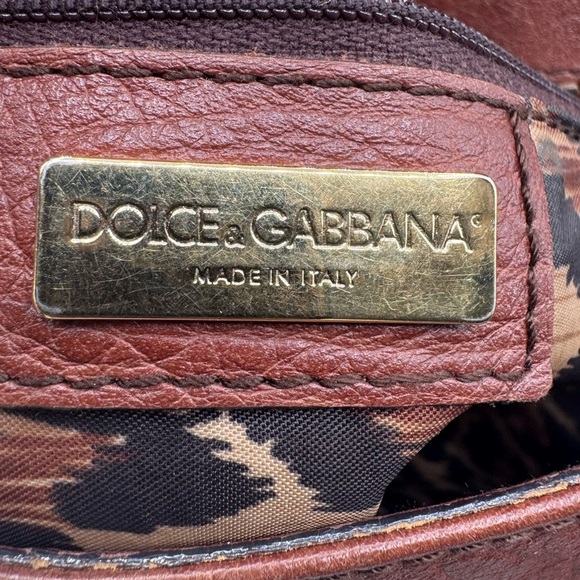 Authentic Vintage All leather Dolce & Gabbana Flap Hand  Bag Brown W Dust Bag - Picture 9 of 16